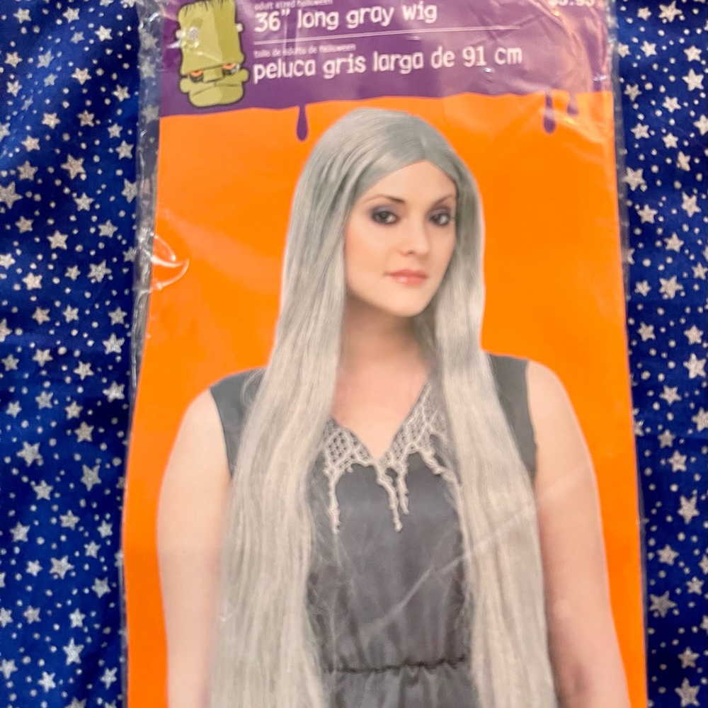 NIB 36” long gray costume wig